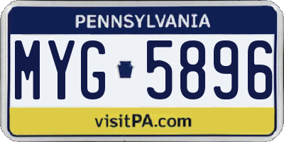 PA license plate MYG5896