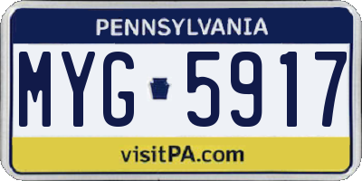 PA license plate MYG5917