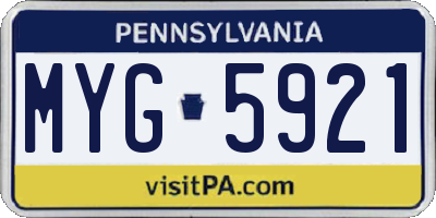 PA license plate MYG5921