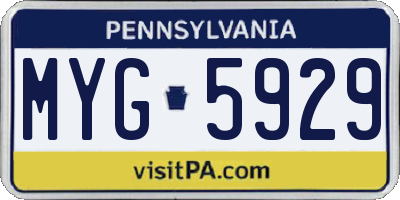 PA license plate MYG5929