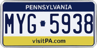 PA license plate MYG5938