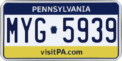 PA license plate MYG5939