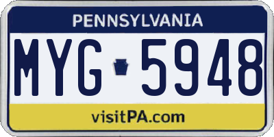 PA license plate MYG5948