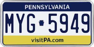 PA license plate MYG5949
