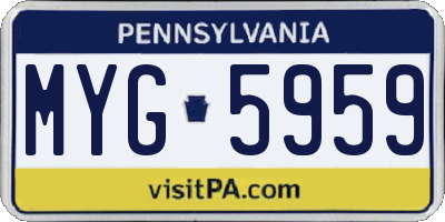 PA license plate MYG5959