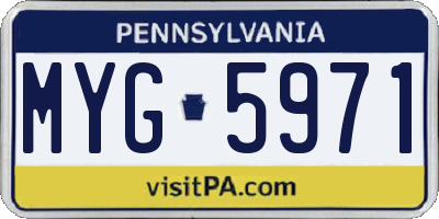 PA license plate MYG5971