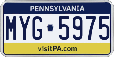 PA license plate MYG5975
