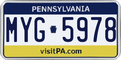 PA license plate MYG5978