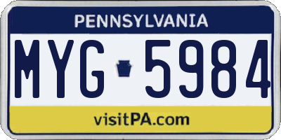 PA license plate MYG5984