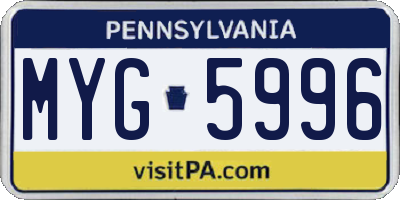 PA license plate MYG5996