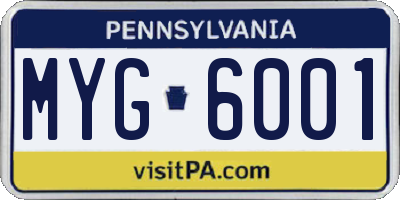PA license plate MYG6001