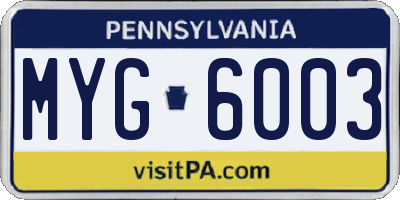PA license plate MYG6003