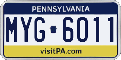 PA license plate MYG6011