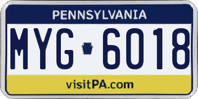 PA license plate MYG6018