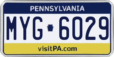 PA license plate MYG6029
