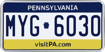PA license plate MYG6030