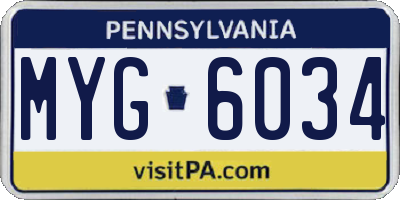 PA license plate MYG6034