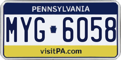 PA license plate MYG6058