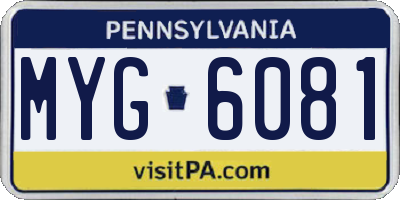 PA license plate MYG6081