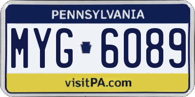 PA license plate MYG6089
