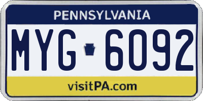 PA license plate MYG6092