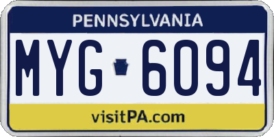 PA license plate MYG6094