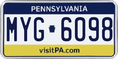 PA license plate MYG6098