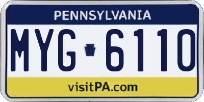 PA license plate MYG6110