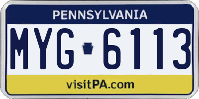 PA license plate MYG6113