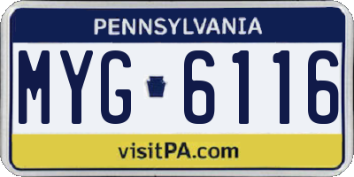 PA license plate MYG6116