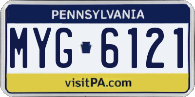 PA license plate MYG6121
