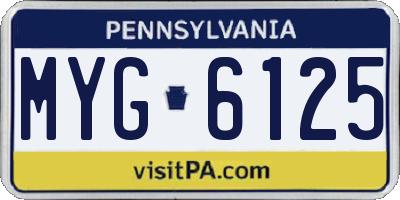 PA license plate MYG6125