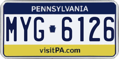 PA license plate MYG6126