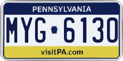 PA license plate MYG6130