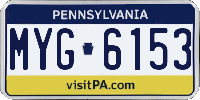 PA license plate MYG6153