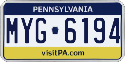 PA license plate MYG6194