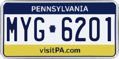 PA license plate MYG6201