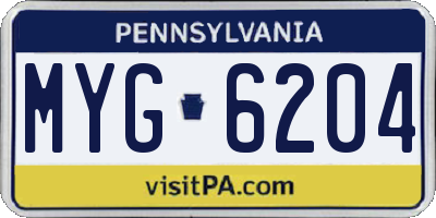 PA license plate MYG6204
