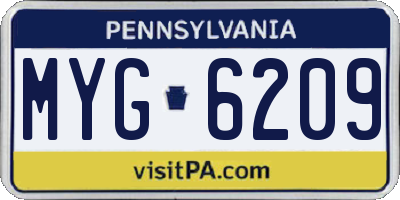 PA license plate MYG6209