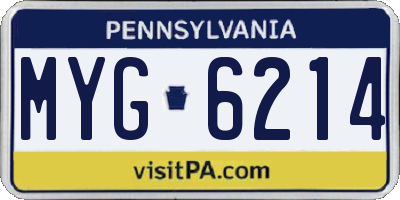 PA license plate MYG6214