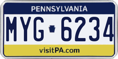 PA license plate MYG6234