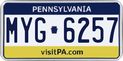 PA license plate MYG6257