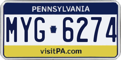 PA license plate MYG6274
