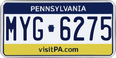 PA license plate MYG6275