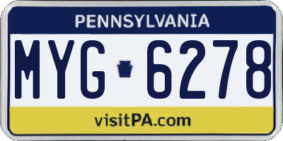 PA license plate MYG6278