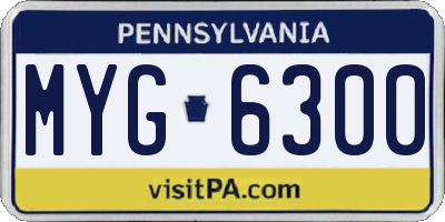 PA license plate MYG6300
