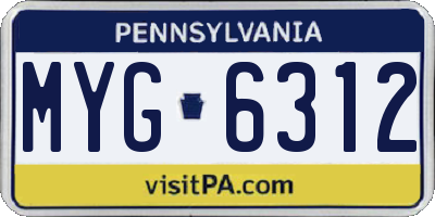 PA license plate MYG6312