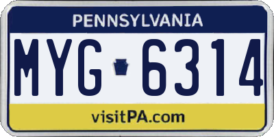 PA license plate MYG6314