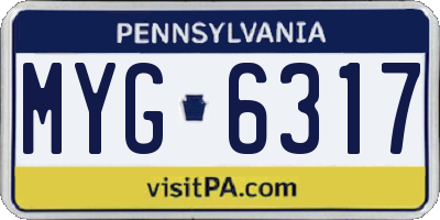 PA license plate MYG6317
