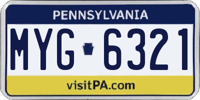 PA license plate MYG6321